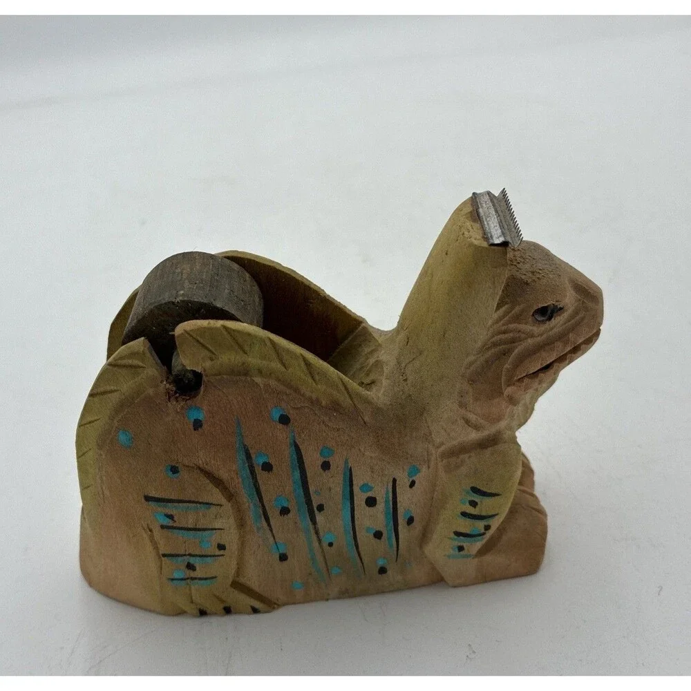 iguana head shape Tape Dispenser desk top wood carving